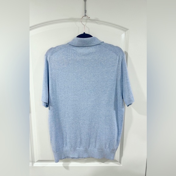 J.Crew Factory Cotton Sweater Polo Shirt Men Size L Heather Cornflower Blue NWT - Picture 5 of 10